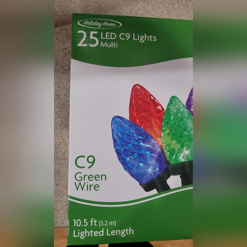 New Holiday Home 25 led bulb ct c9 multicolor bulbs green string lights. 11.5'